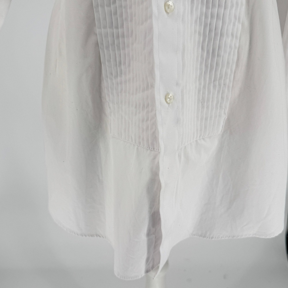Upcycled Neil Allyn White Pleated Tuxedo Shirt Corset Back Womens XL Victorian - Picture 5 of 13